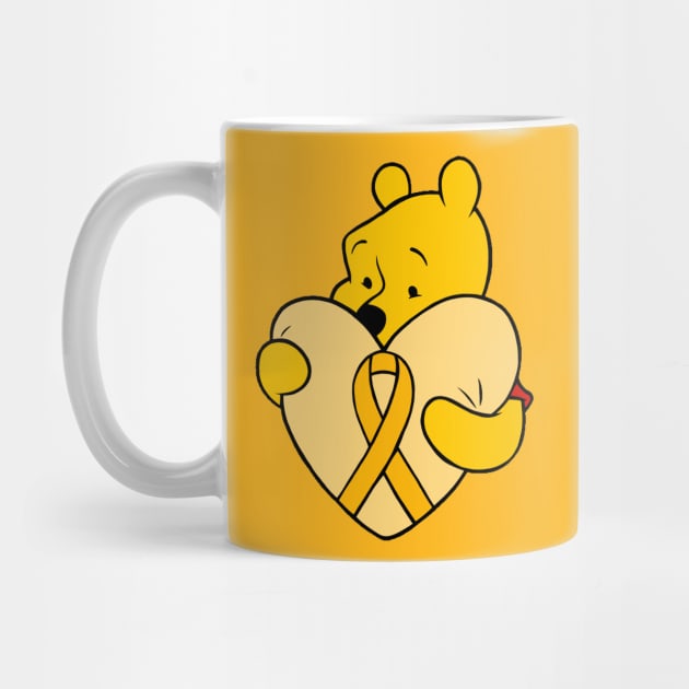 Yellow bear hugging yellow Awareness ribbon by CaitlynConnor